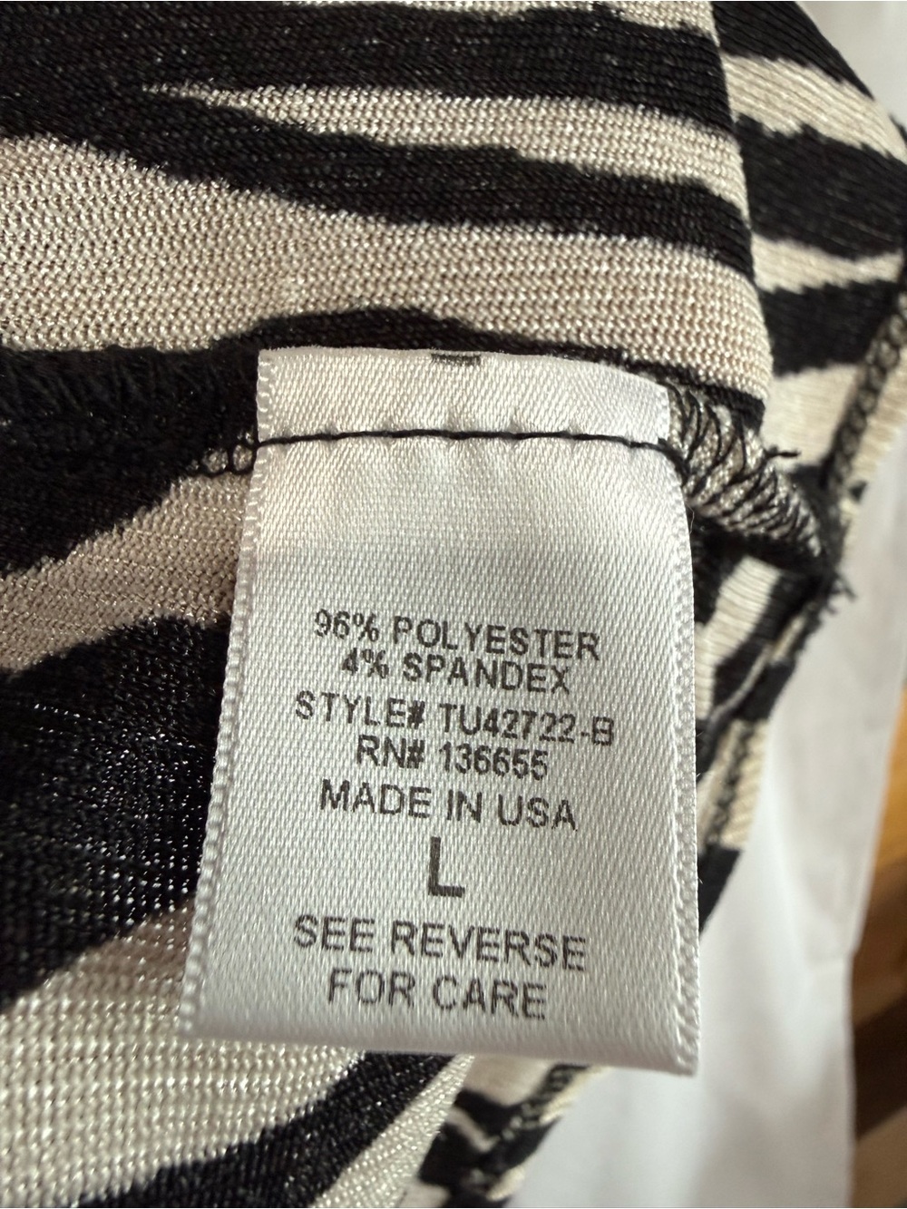 Women's Ruffle-Neck Zebra Print Top in Black and Cream - Picture 5 of 8
